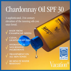 Vacation Chardonnay Oil application swatch shows creamy texture and glide for easy spreading.