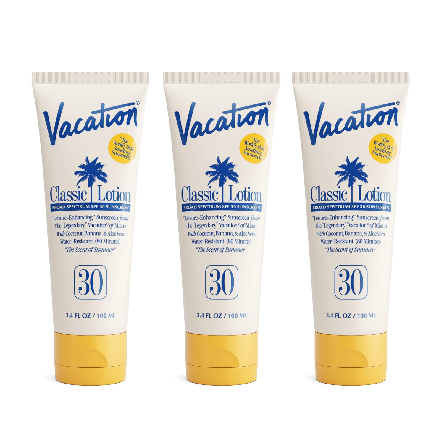 VACATION Classic Sunscreen Lotion bottle provides fast rub-in protection for all skin tones