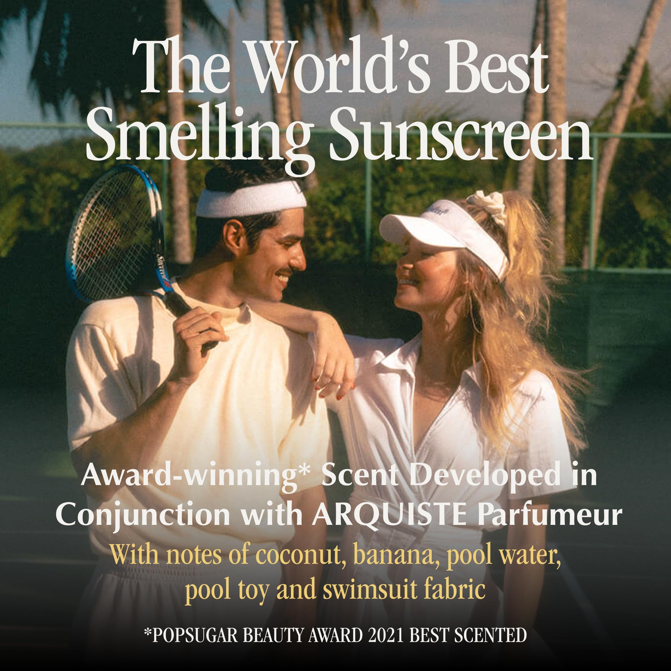 Vacation Classic Sunscreen Spray on a sunny beach conveys outdoor protection and carefree moments.