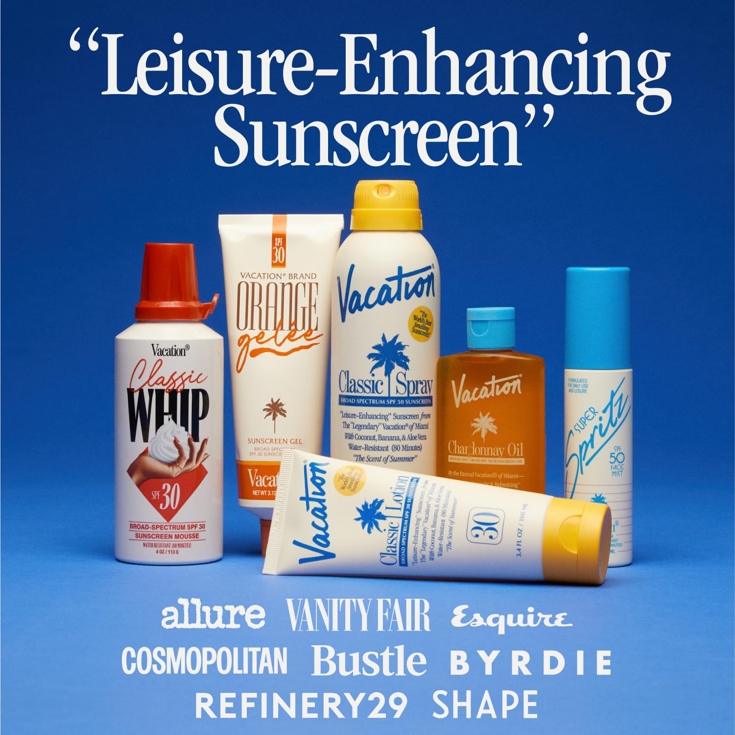 Vacation Classic Sunscreen Spray SPF 50 value-pack display for three bottles.