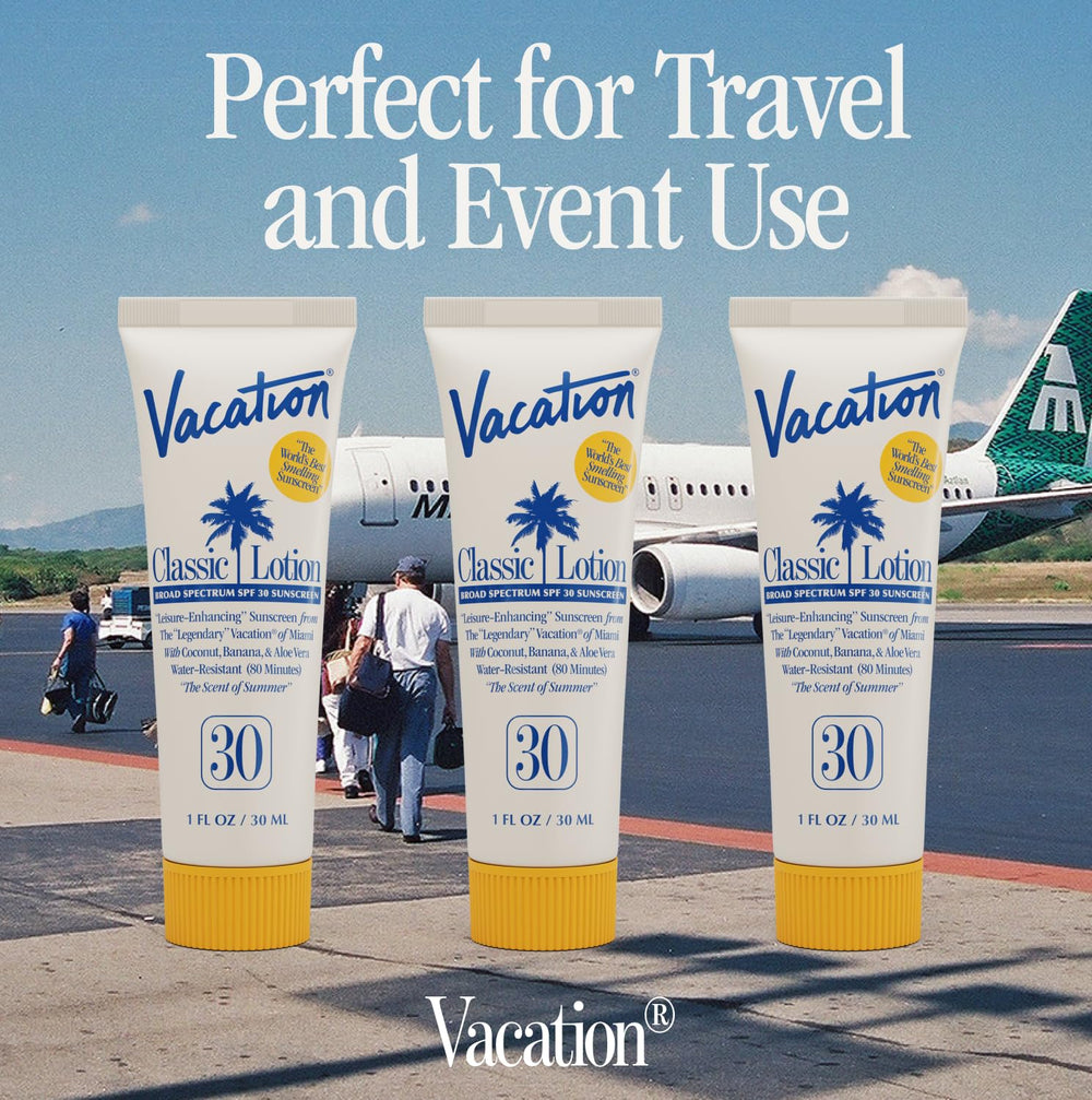 Vacation SPF30 invisible finish avoids white cast on all skin tones.