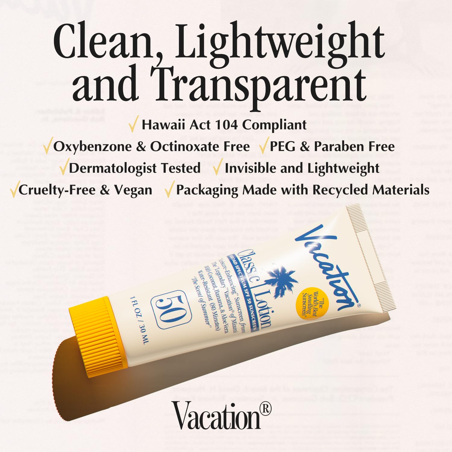 Vacation Mini Classic Lotion SPF 50 application—fast rub-in for streak-free appearance on all skin tones.
