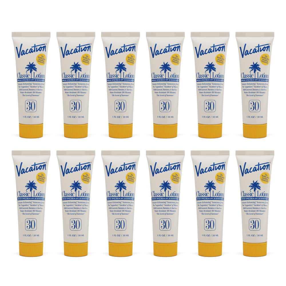 Vacation Mini Classic Sunscreen 1oz packaging for travel-ready sun protection.