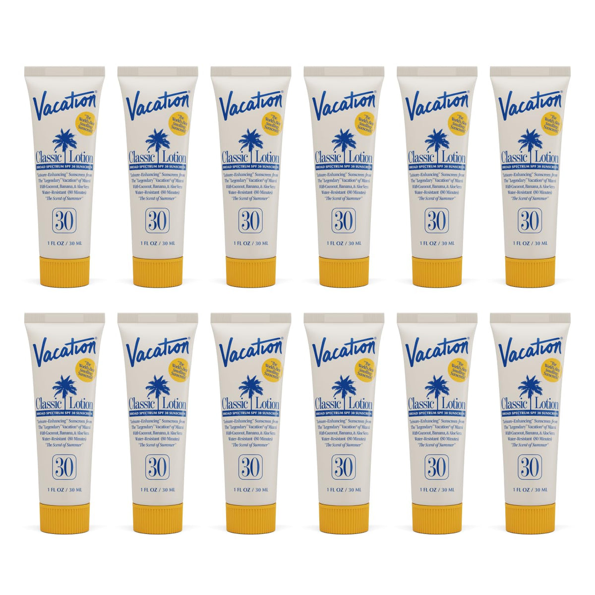 Vacation Mini Classic Sunscreen 1oz packaging for travel-ready sun protection.