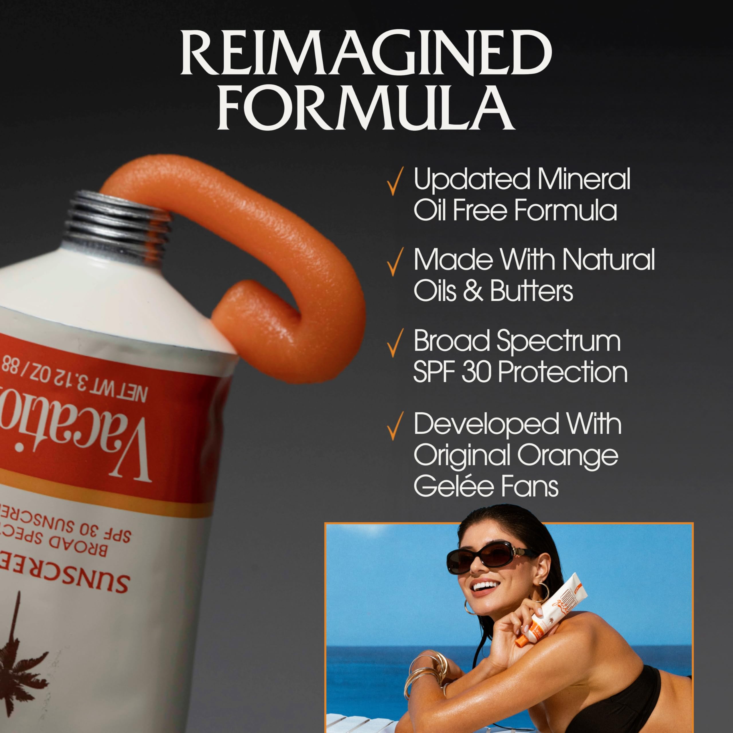 Vacation Orange Gelée water-resistant application shows lasting wear during outdoor activity.