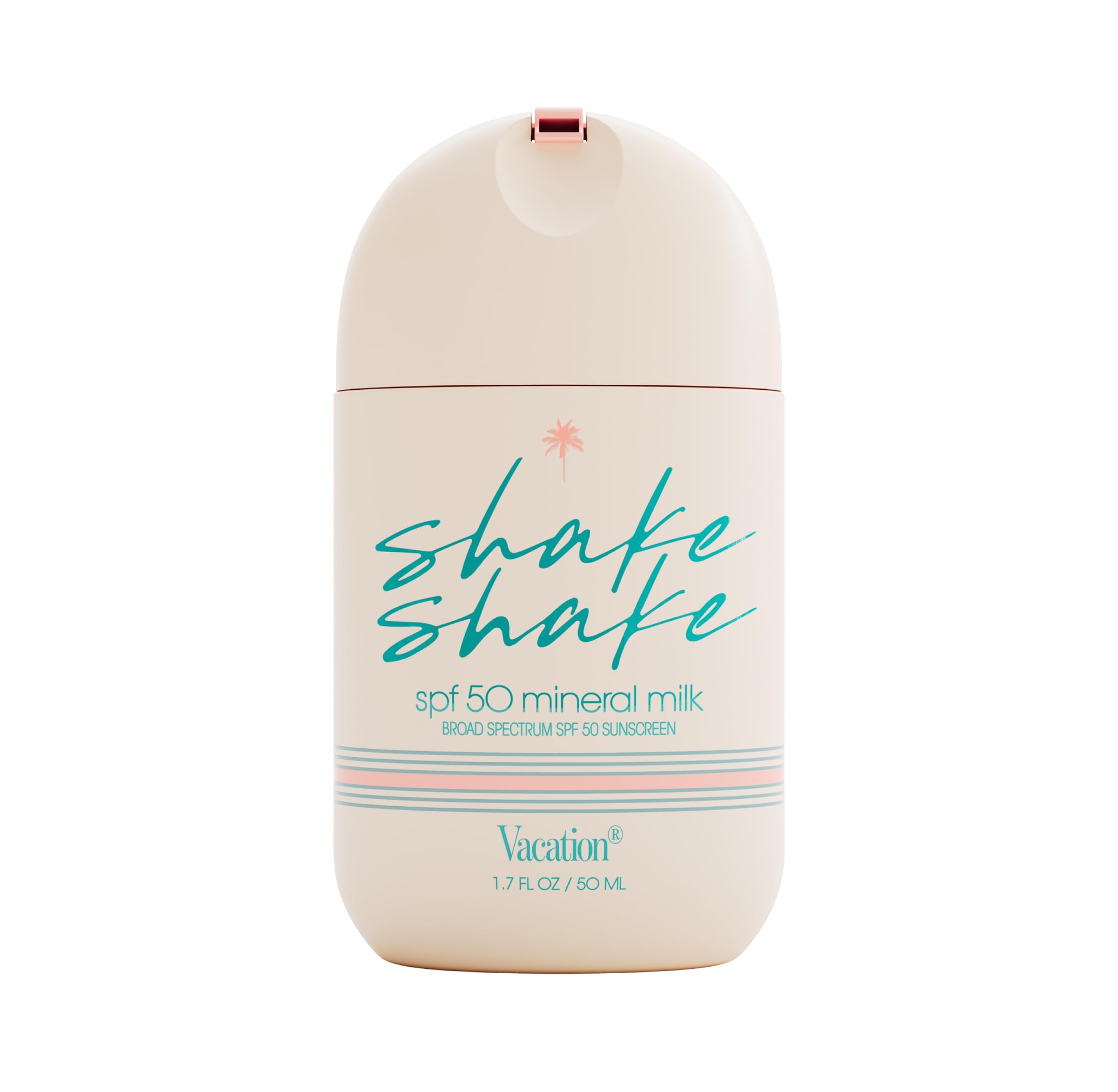 Vacation Shake Shake sunscreen bottle offers daily mineral SPF 50 protection.