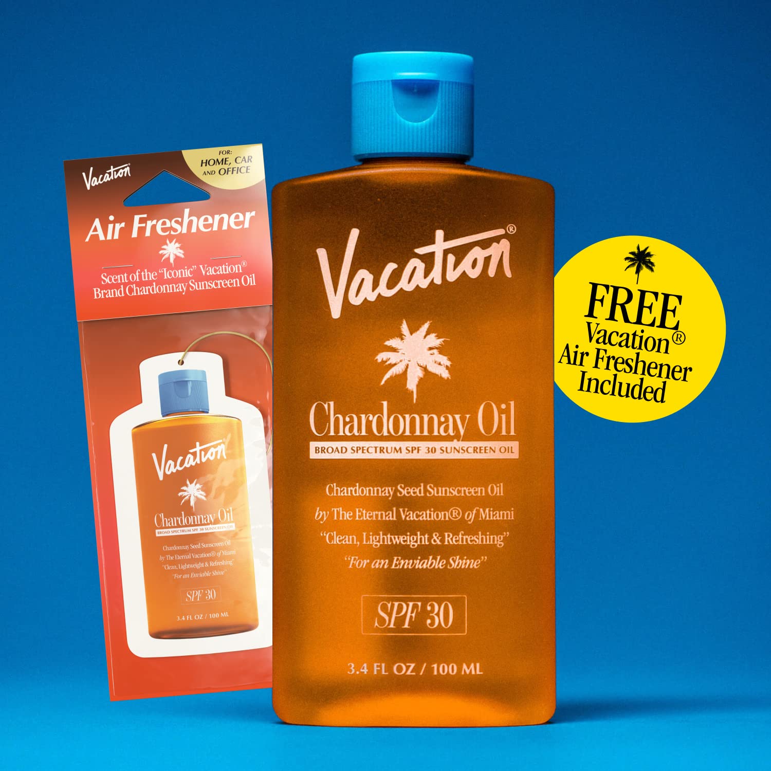 Vacation SPF30 water-resistant swatch demonstrates enduring protection in bright sun.