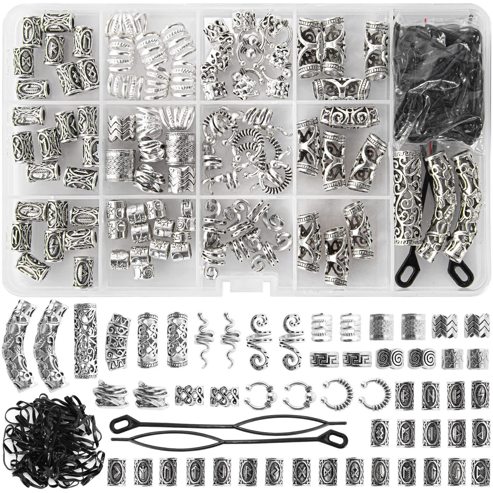 Vaikby Viking rune tube beads collection enhances braids with customizable shine