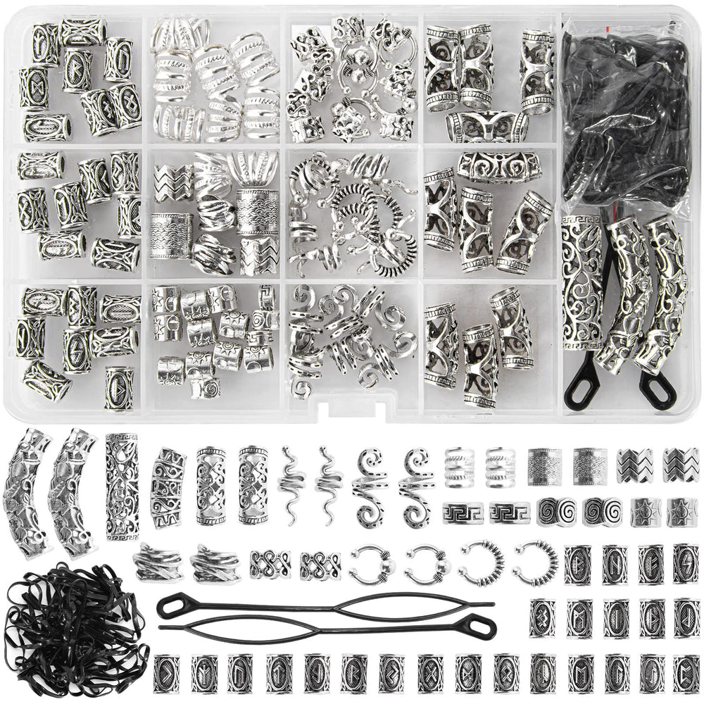 Vaikby Viking rune tube beads collection enhances braids with customizable shine