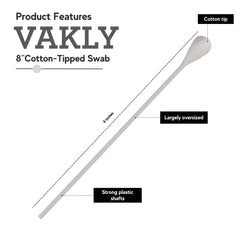 Vakly oversized cotton tipped applicator showing large tip for controlled cleaning