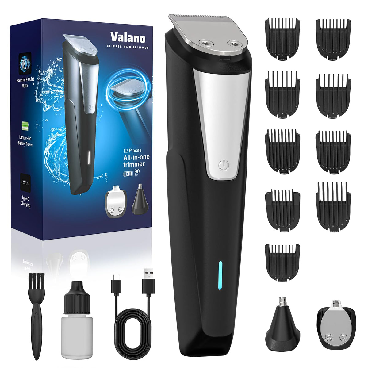 Valano professional beard trimmer packfront for versatile on-the-go grooming