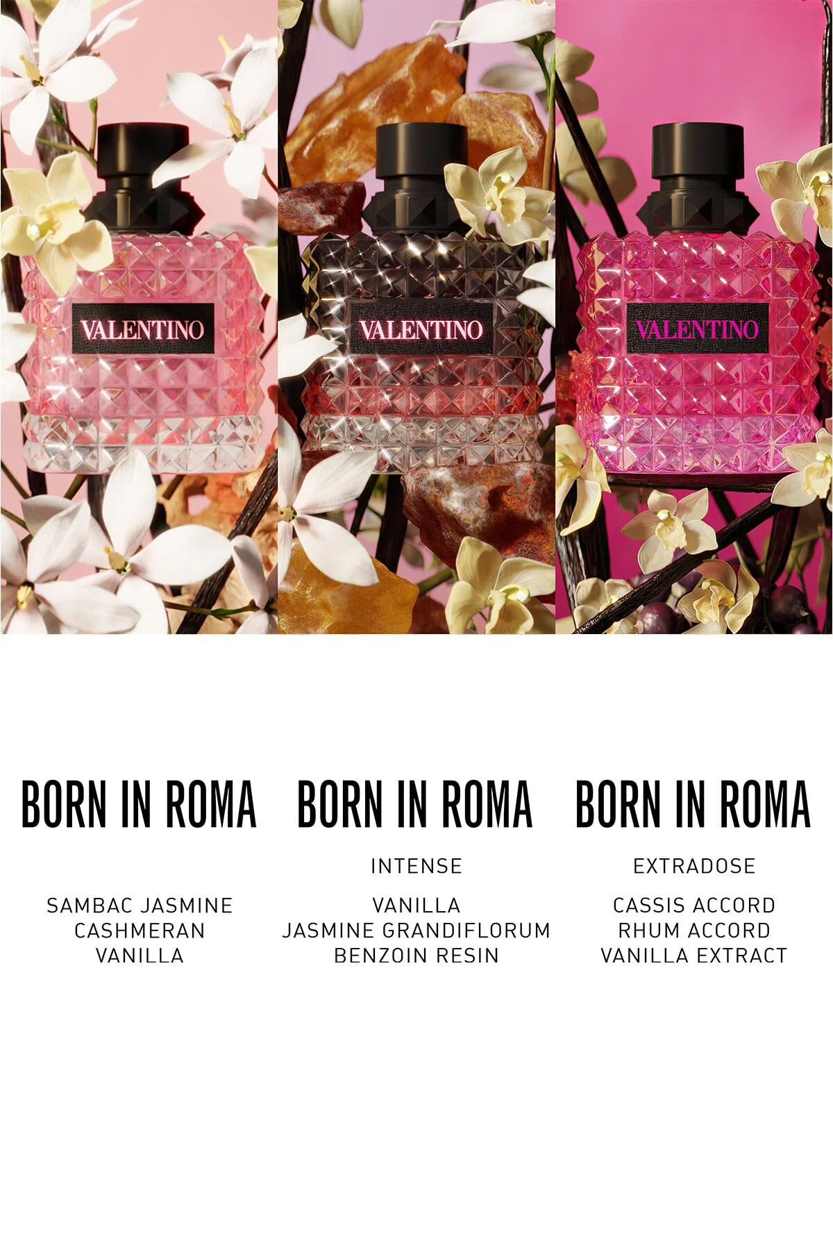 Valentino Donna Born In Roma Extradose bottle closeup, amber warmth for evening wear