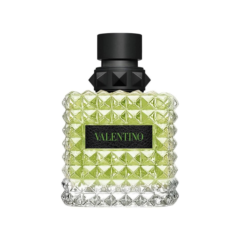 Valentino Donna Born In Roma Green Stravaganza bottle close-up for premium gifting and everyday luxury