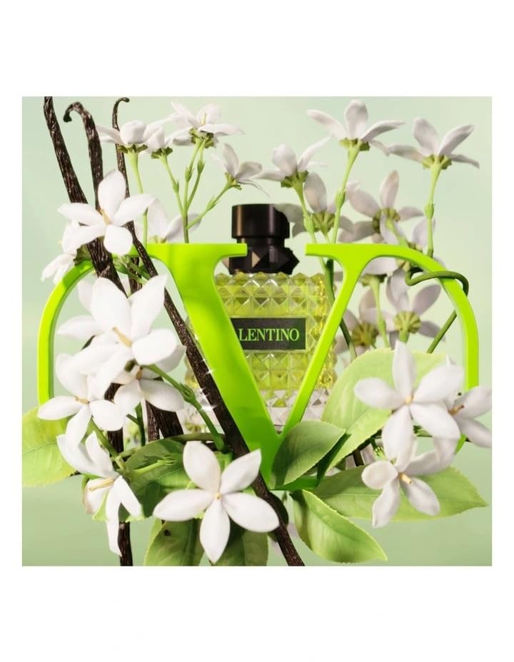 Valentino Donna Born In Roma Green Stravaganza box emphasizes luxury presentation and store-ready sparkle