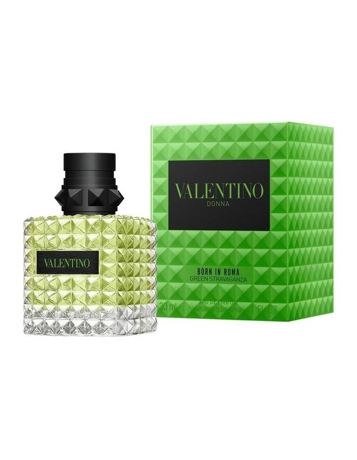 Valentino Donna Green Stravaganza pour captures notes with a refined, lasting impression