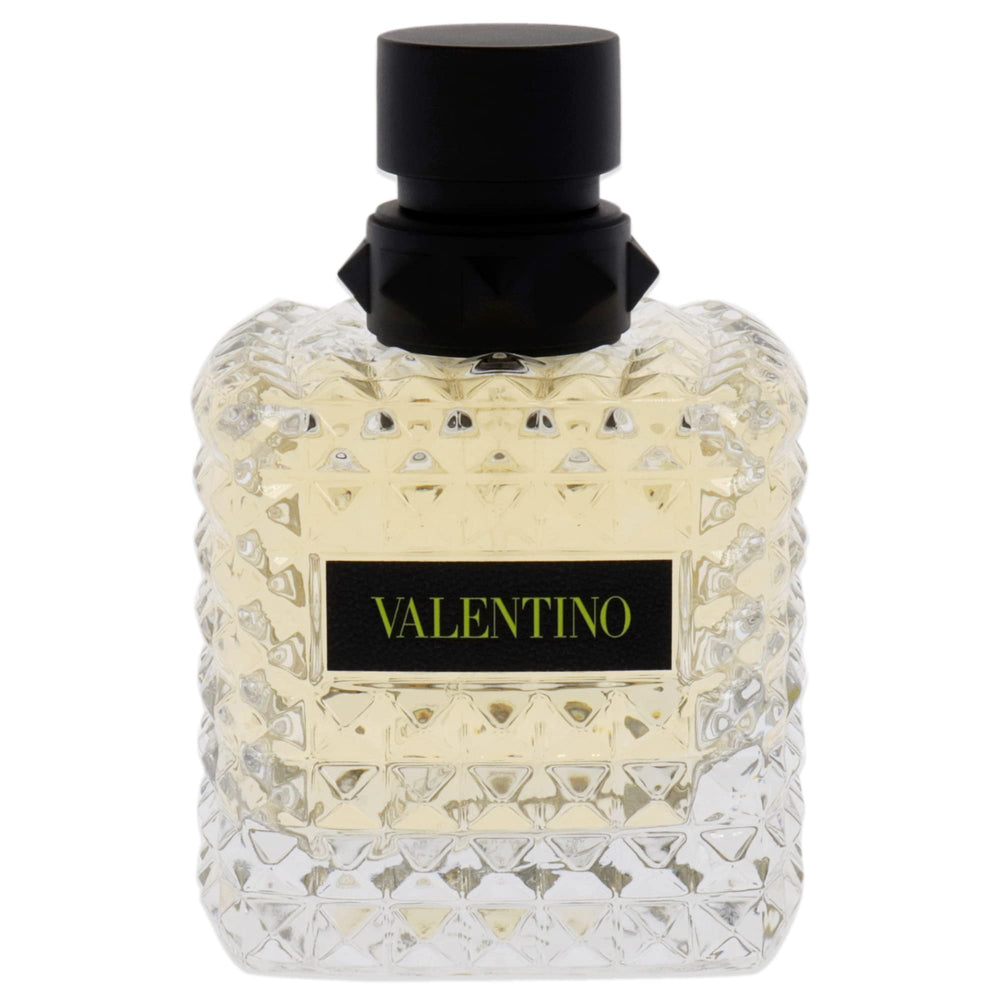 Valentino Donna Yellow Dream EDP bottle closeup highlights long-lasting fragrance promise.