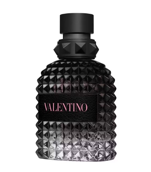 Valentino Uomo Born In Roma bottle front view, versatile evening fragrance for men.