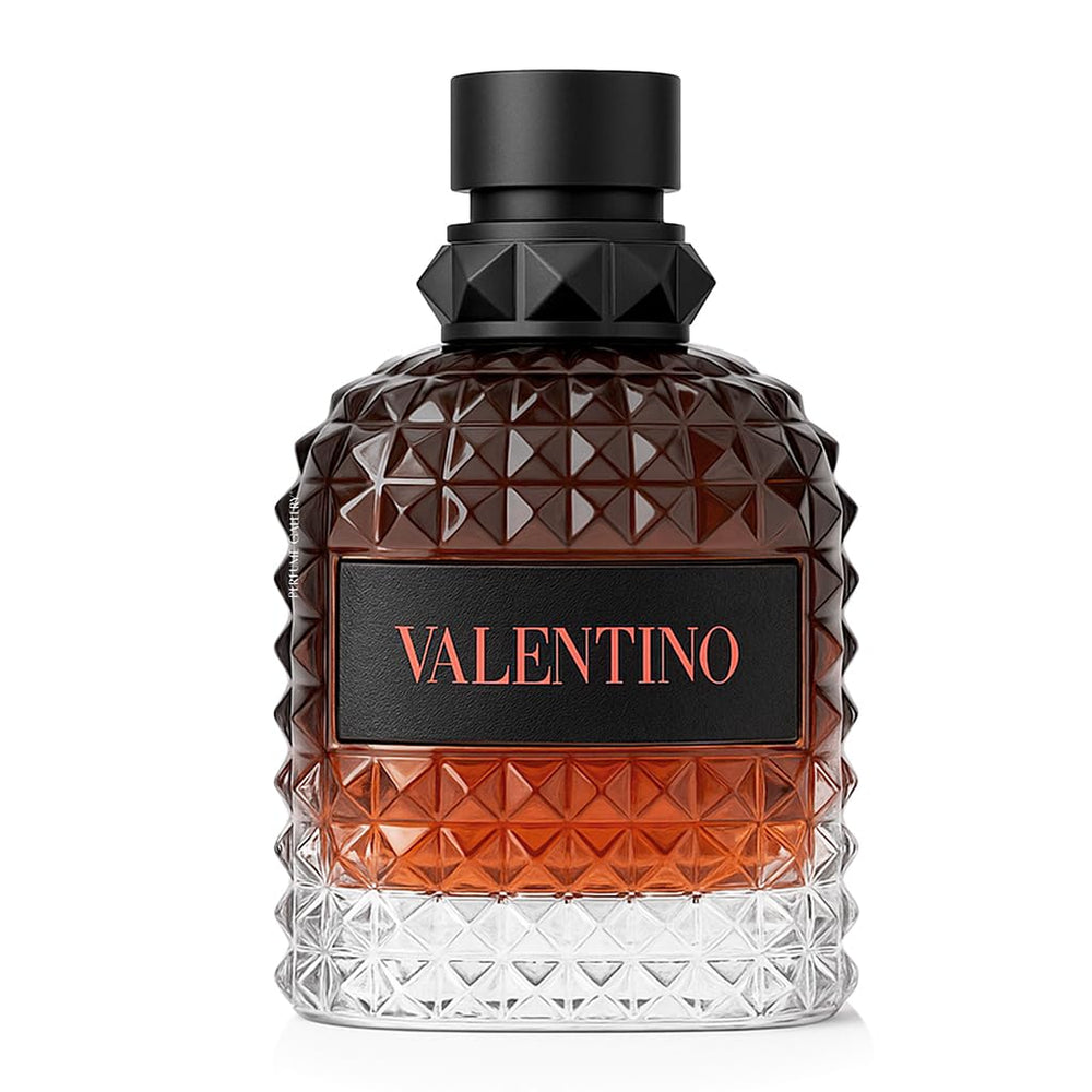 Valentino Uomo Born In Roma Coral Fantasy bottle closeup showing bold scent profile