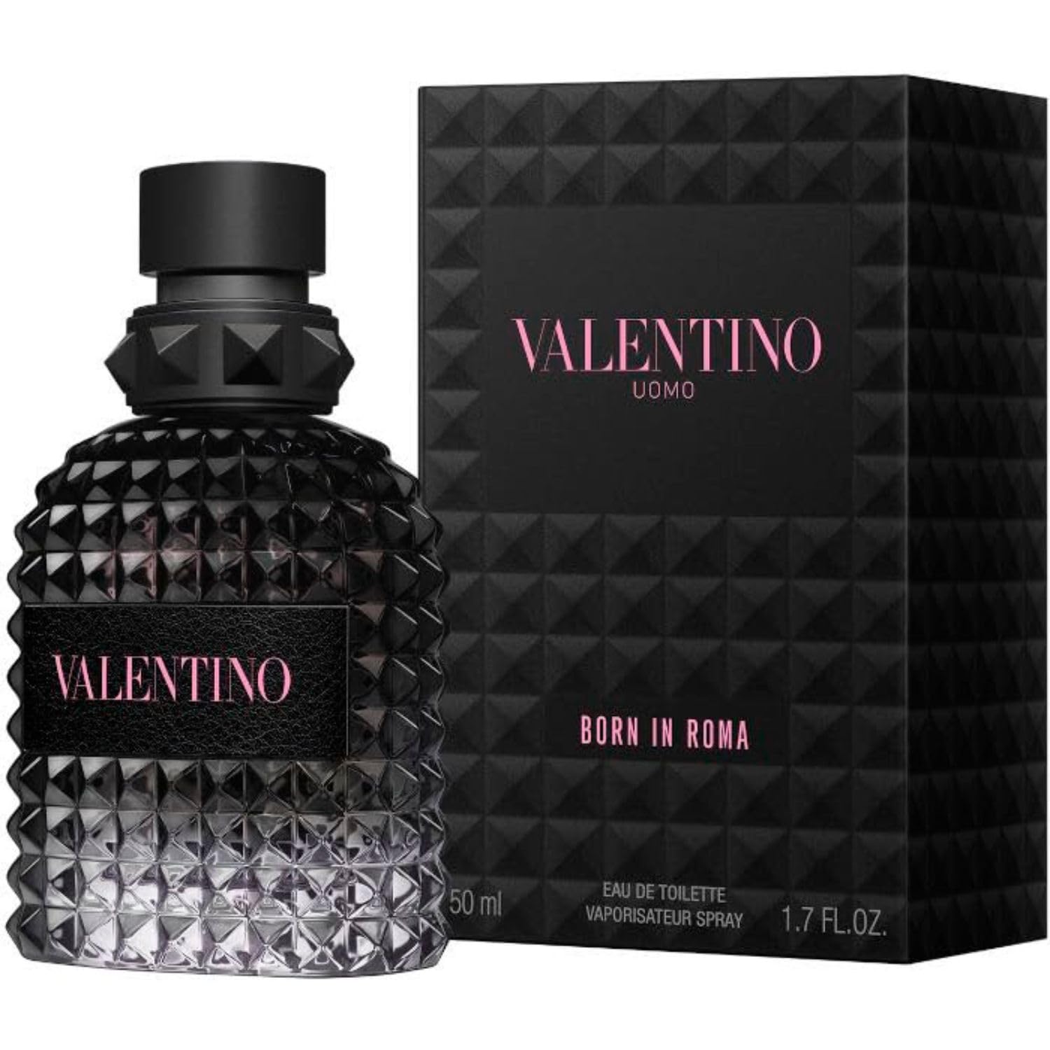 Valentino Uomo Born in Roma 50ml bottle front; woody spicy fragrance for evenings