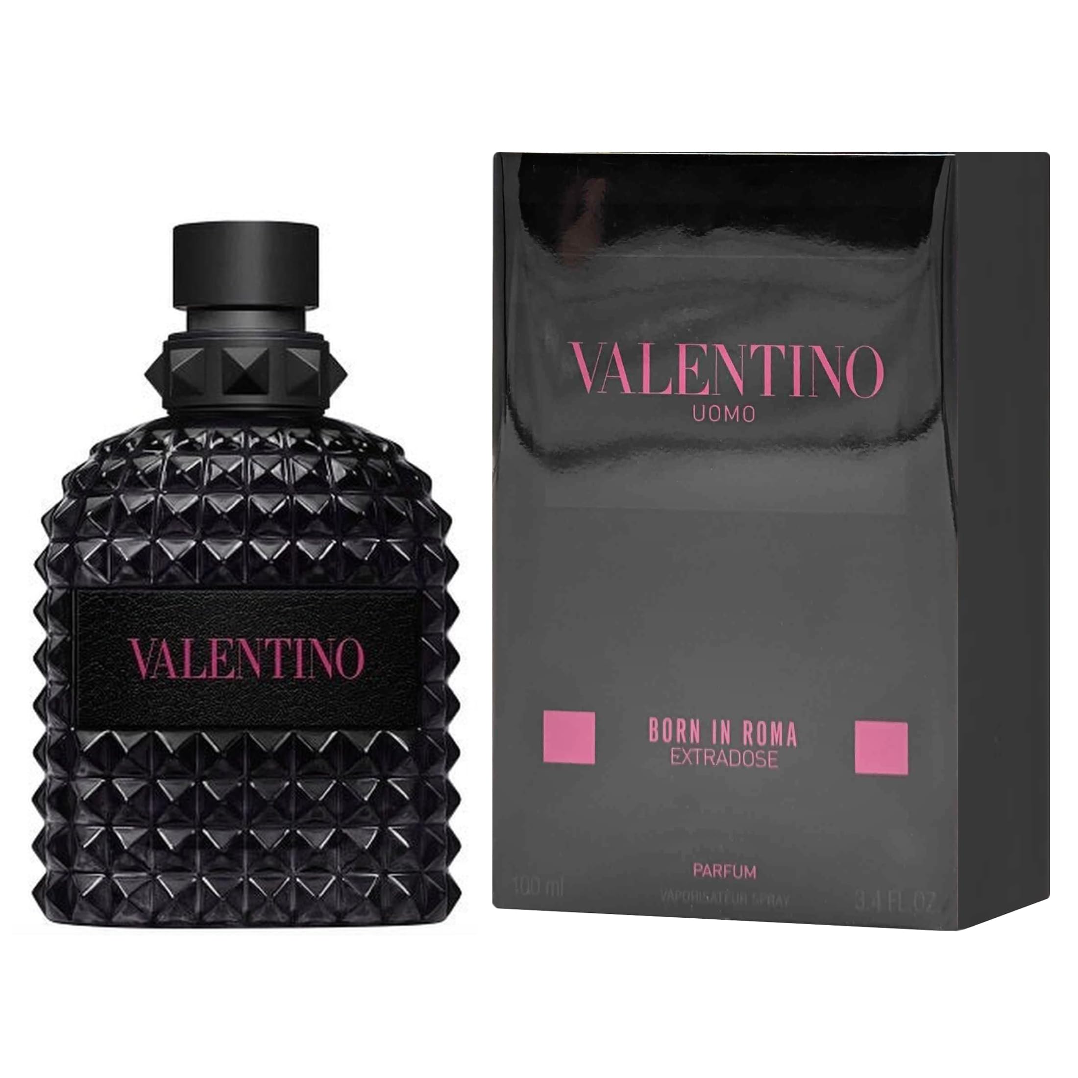 Valentino Uomo Born In Roma Extradose bottle being poured for a lasting evening scent.