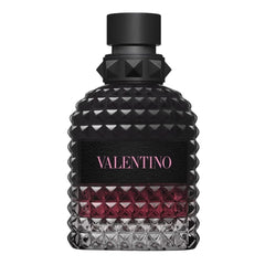 Valentino Uomo Born In Roma Intense cap detail, evokes refined masculinity for confident evenings.