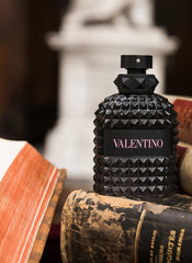 Valentino Uomo Born In Roma packaging box shown for premium grooming.