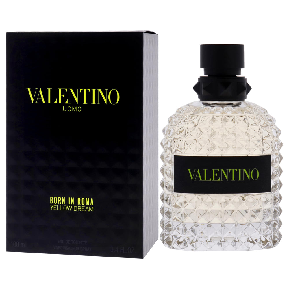 Valentino Uomo Born In Roma Yellow Dream lemon motif close-up emphasizes citrus brightness and zest