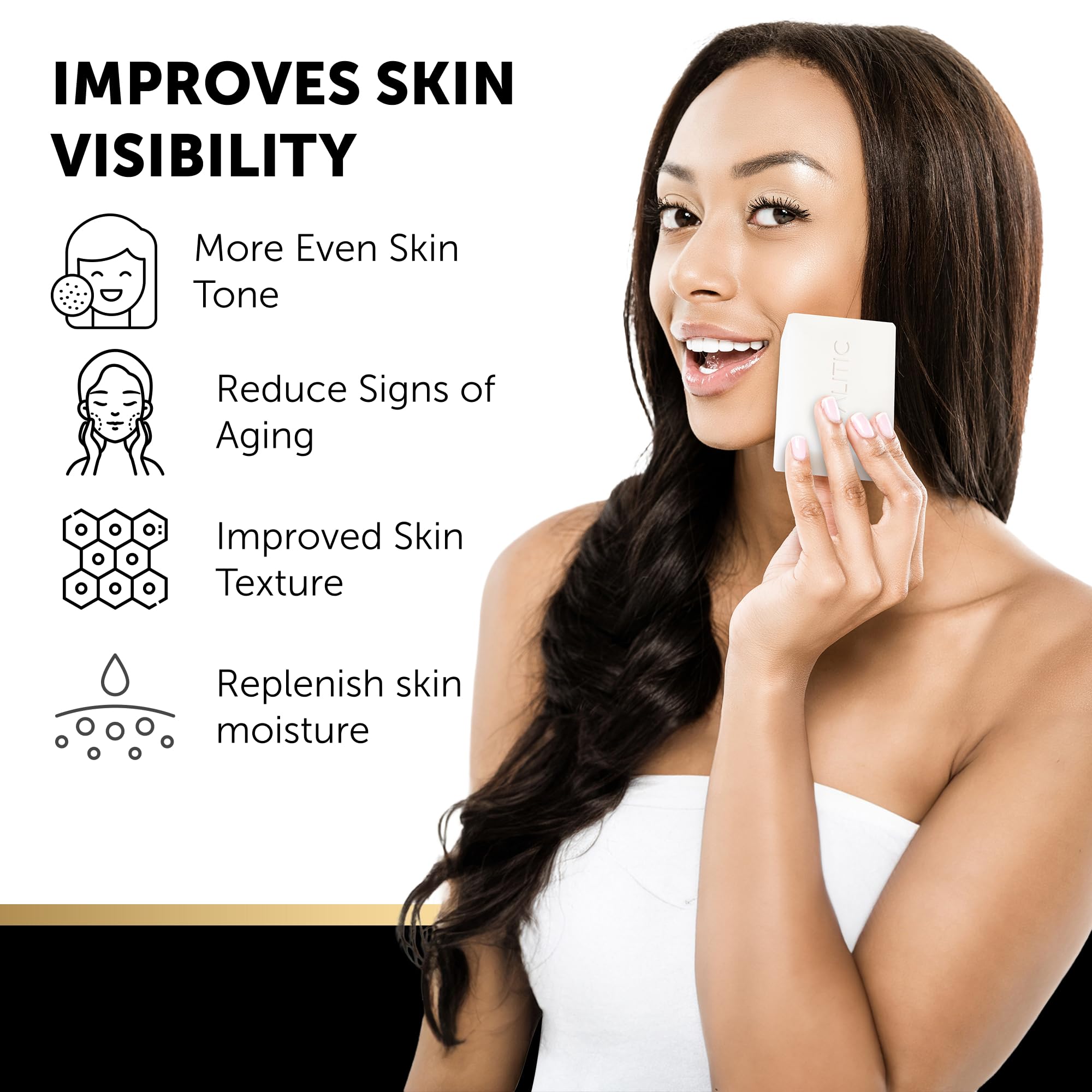 VALITIC foaming application reveals face and neck cleansing in a refreshing lather.
