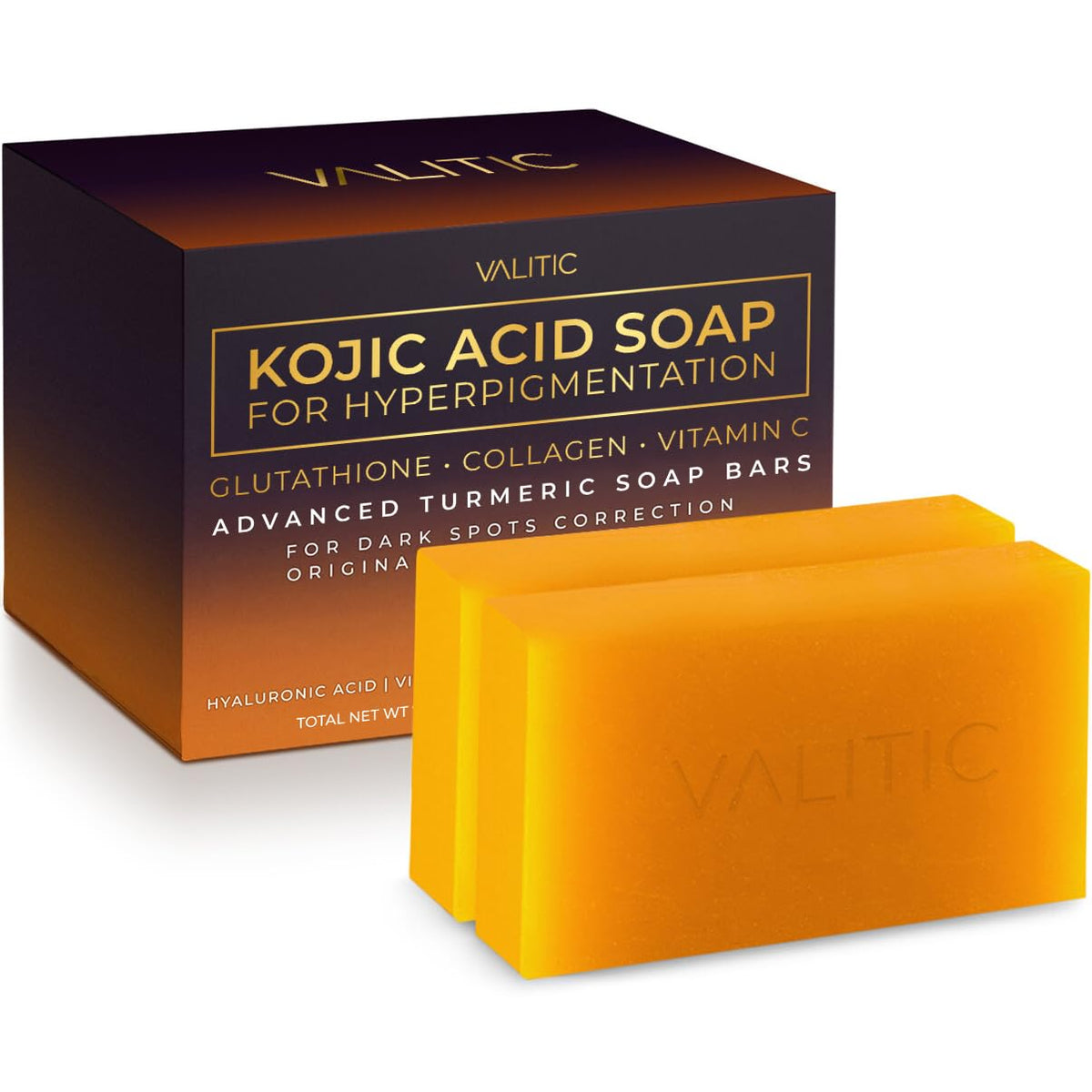 VALITIC Kojic Acid Soap lather closeup highlighting gentle cleansing for hyperpigmentation.