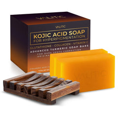 VALITIC Kojic Acid Soap bar closeup showing rich texture for even-toned skin