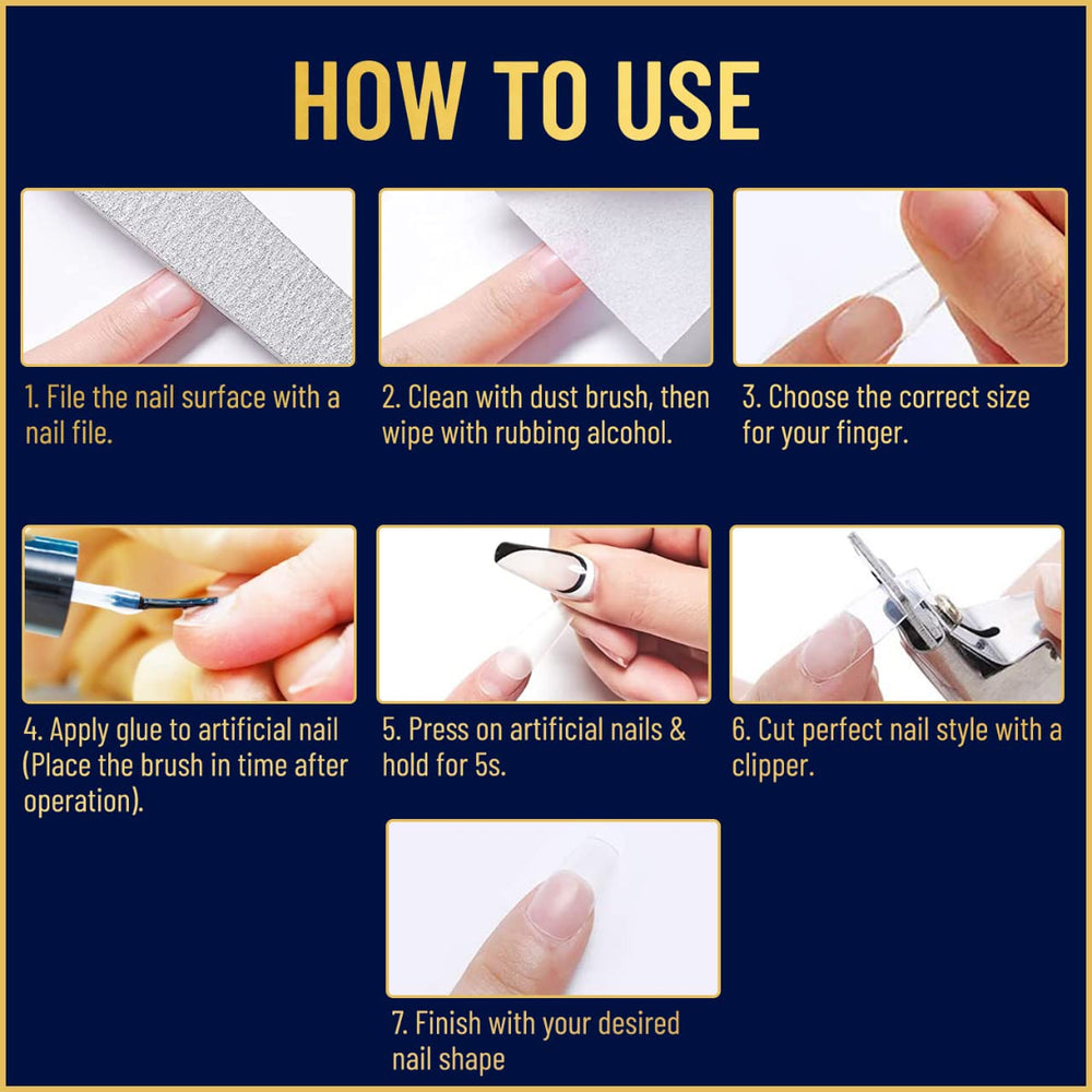 VALITIC nail glue clear gloss dry finish on nails.