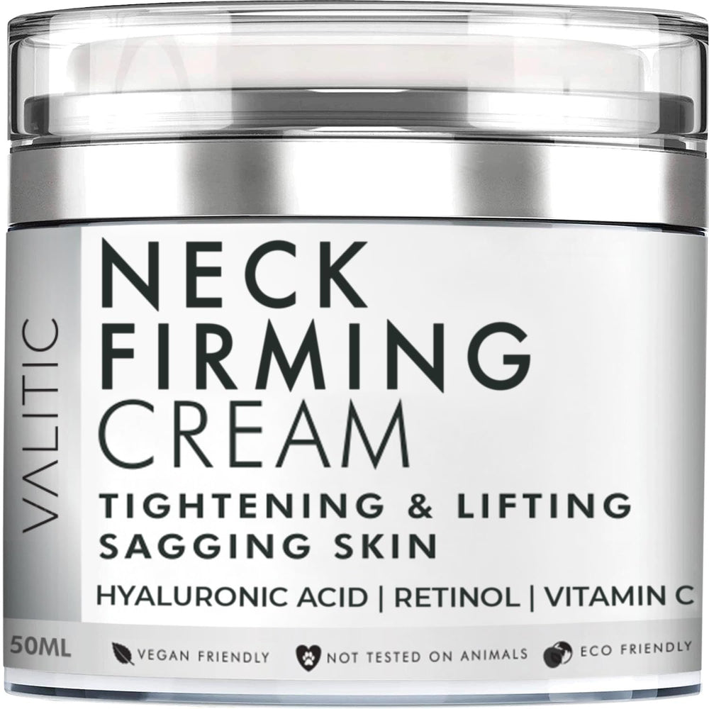 VALITIC Neck Cream pump-action demonstrates convenient dispensing for daily firming and hydration.