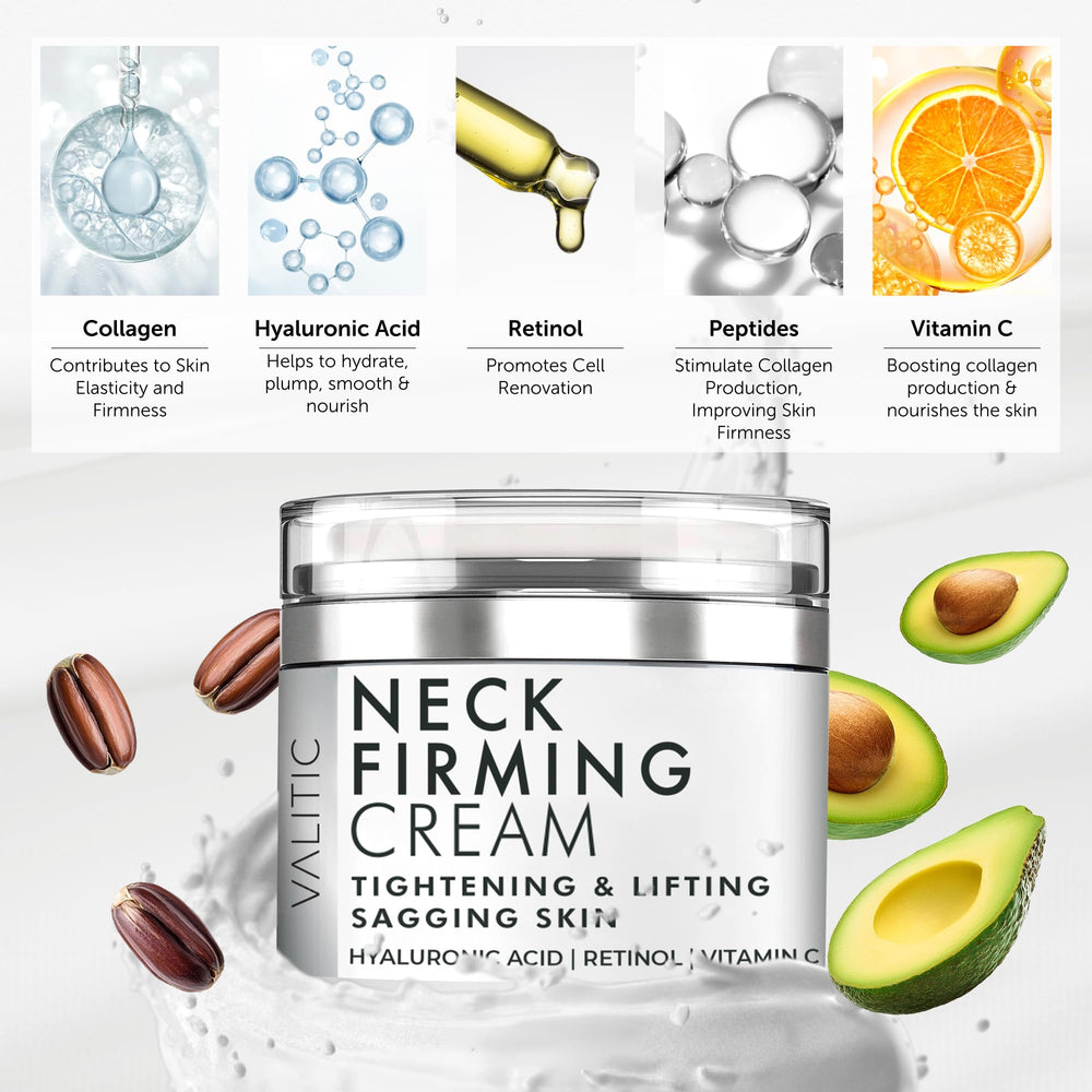 VALITIC Neck Cream retinol action demonstrates wrinkle-reducing potential and firmer neckline.