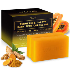 VALITIC papaya-turmeric kojic bar pack displaying radiant-skin potential