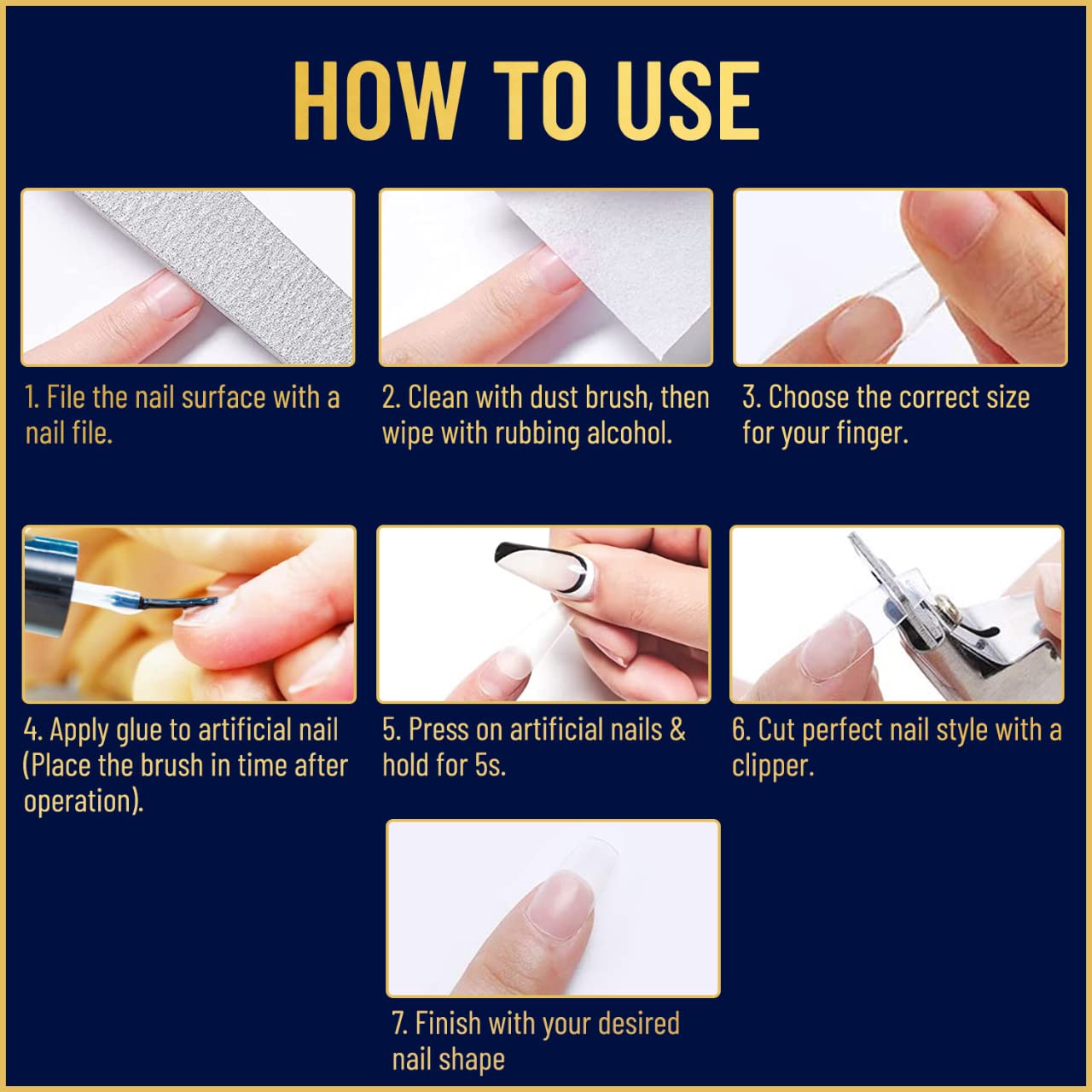 VALITIC strong nail glue securing press-on nails in use