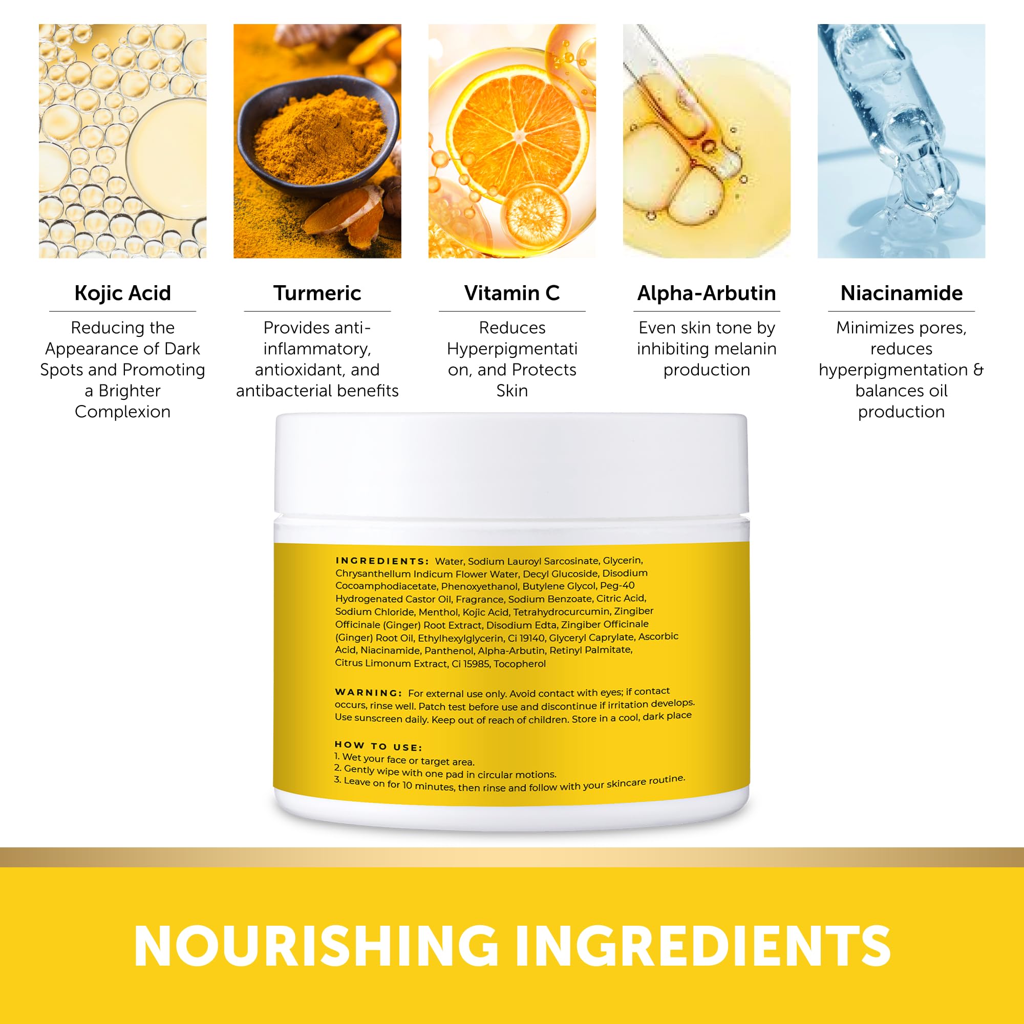 VALITIC Turmeric Kojic Jar with pads suggests a tidy, at-home regimen.