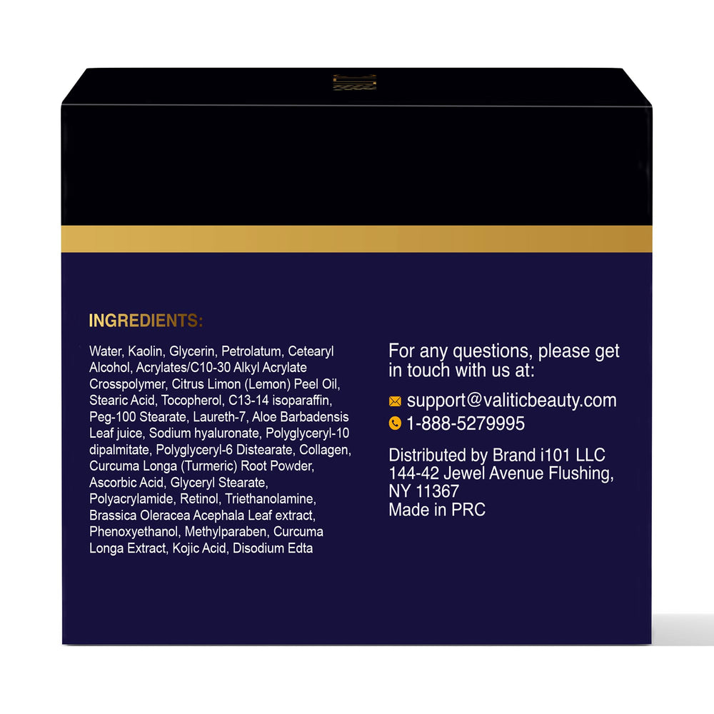 VALITIC turmeric vitamin C swirl showcases radiant glow and pore cleansing concept.