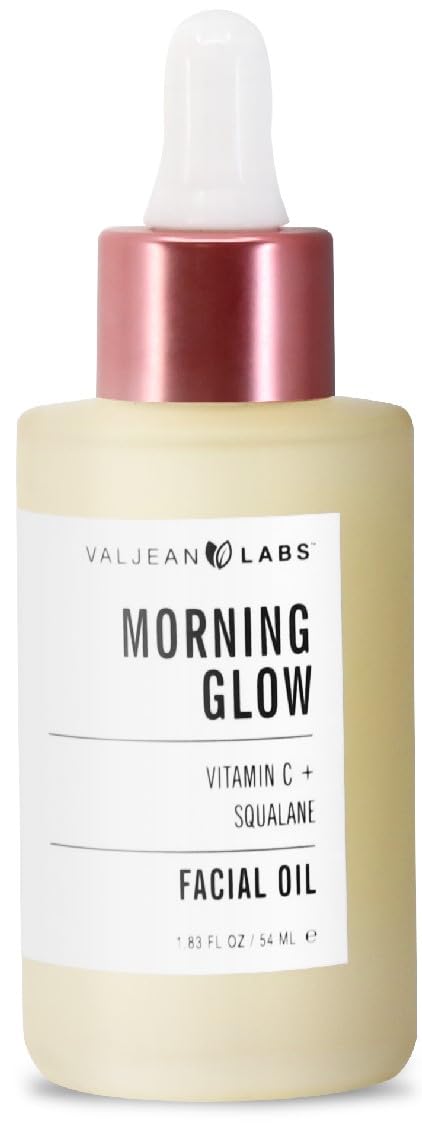 VALJEAN LABS Morning Glow Oil bottle shows a hydrating formula for daily brightness