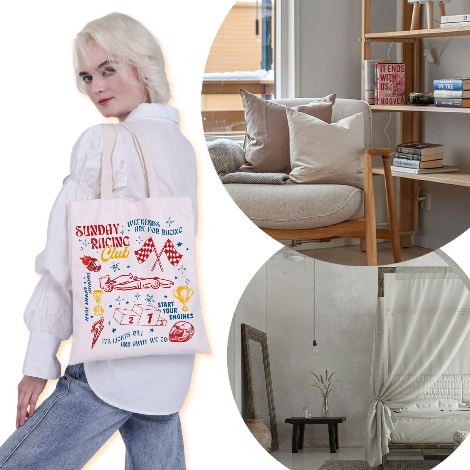 VAMSII F Tote Bag open design shows spacious storage