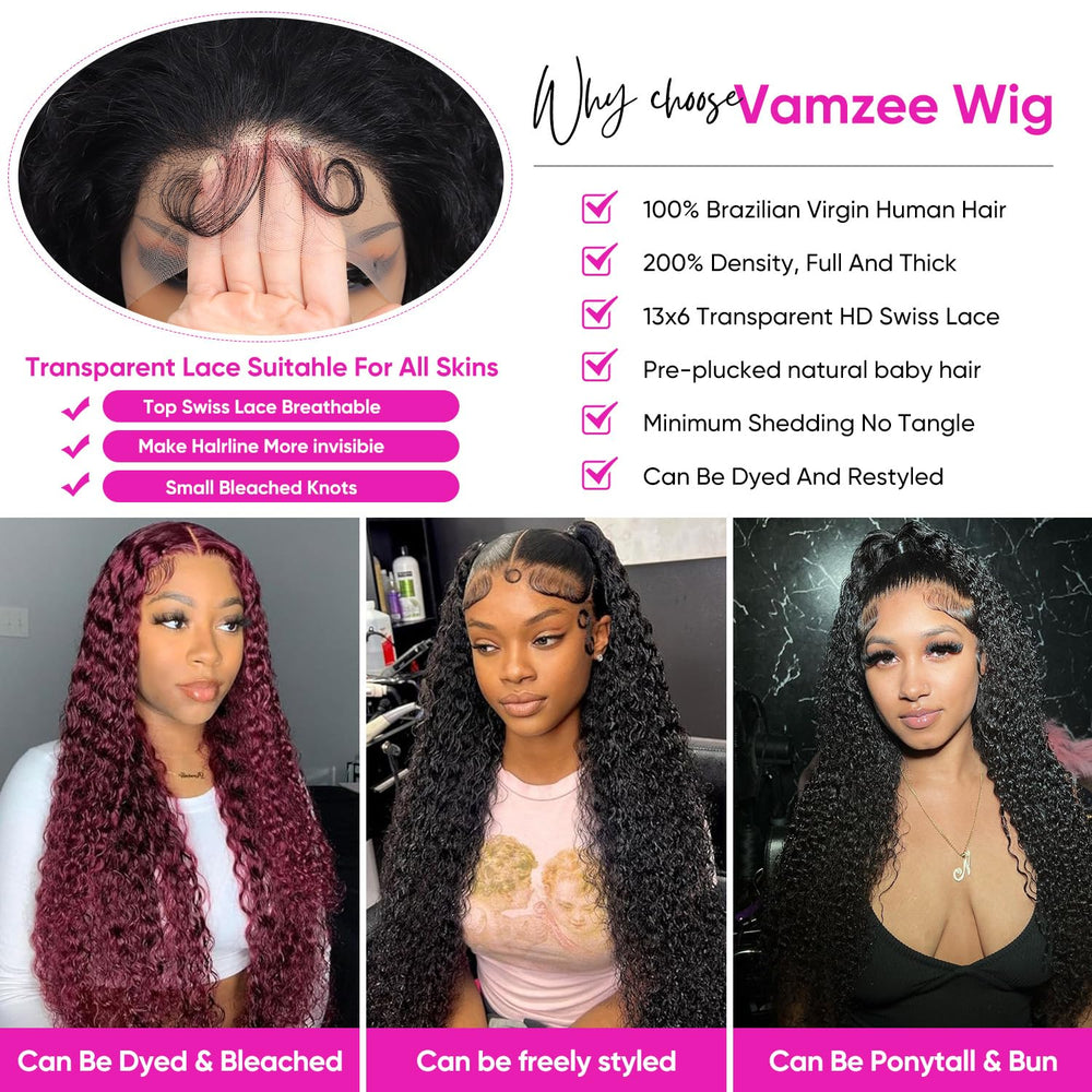 Vamzee Brazilian curly hair wig density 210 for full, effortless volume