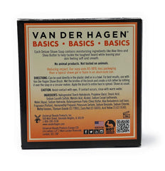 Van Der Hagen Deluxe Shave Soap 3-pack in a shaving bowl with brush for lather-ready setup.