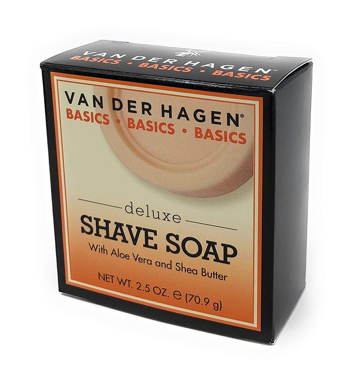 Van Der Hagen Deluxe Shave Soap 3-pack applied to the face highlights smooth glide potential.