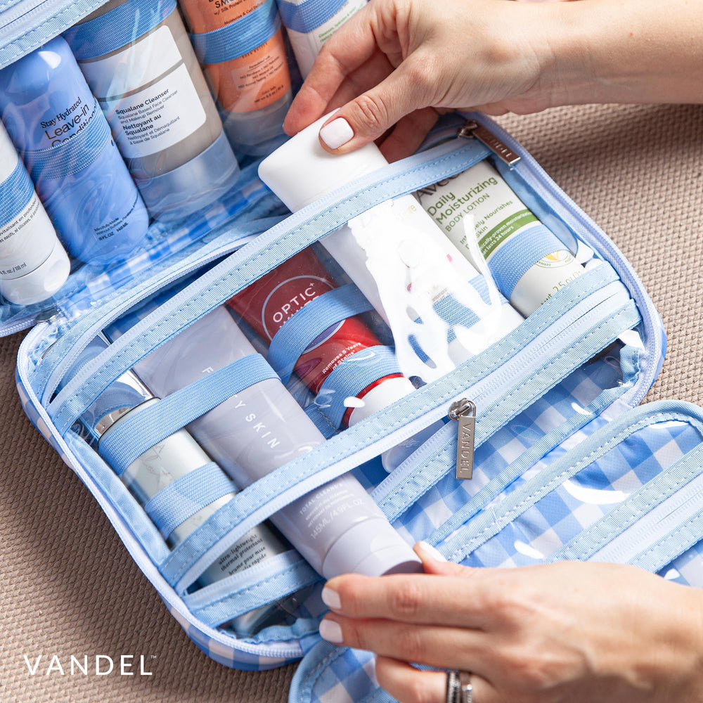 VANDEL fits full-size bottles and brushes, ideal for women travelers