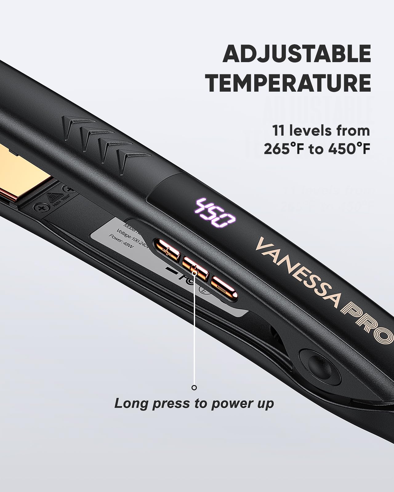 Vanessa PRO dual-voltage makes travel styling convenient worldwide.