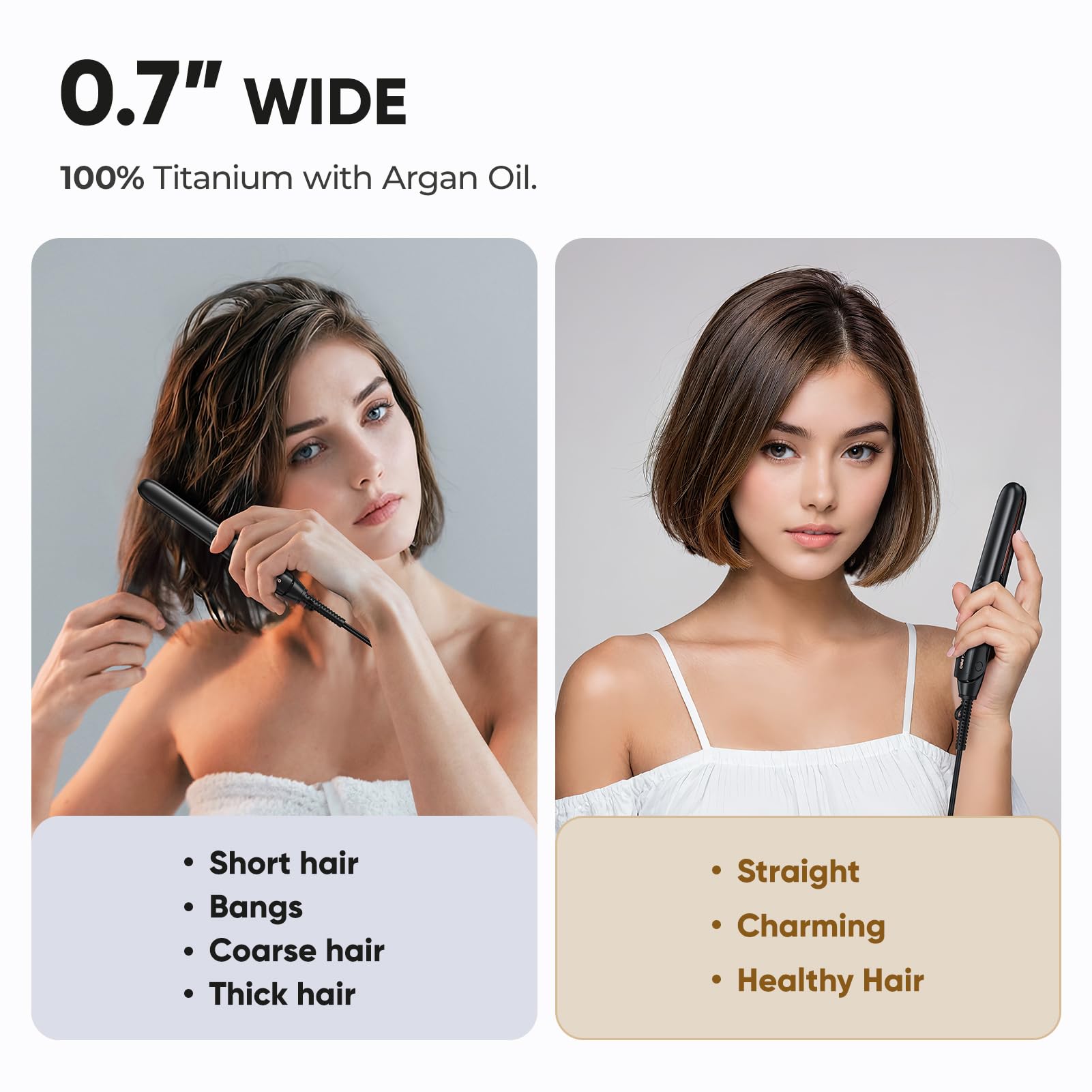 VANESSA PRO mini flat iron dual voltage enables worldwide styling.