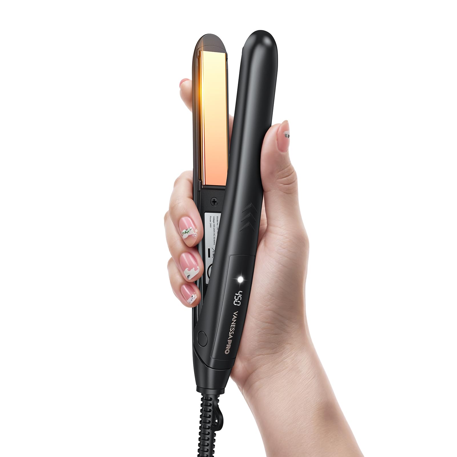 VANESSA PRO mini flat iron ready for global travel with compact design.