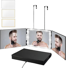 Vanexiss rechargeable 3-way mirror on a door mount for easy setup.