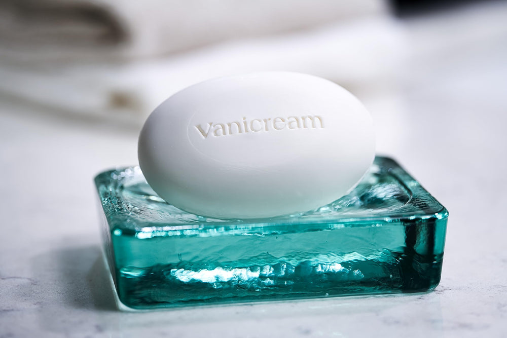 Vanicream Cleansing Bar used on hands demonstrates daily gentle cleansing.