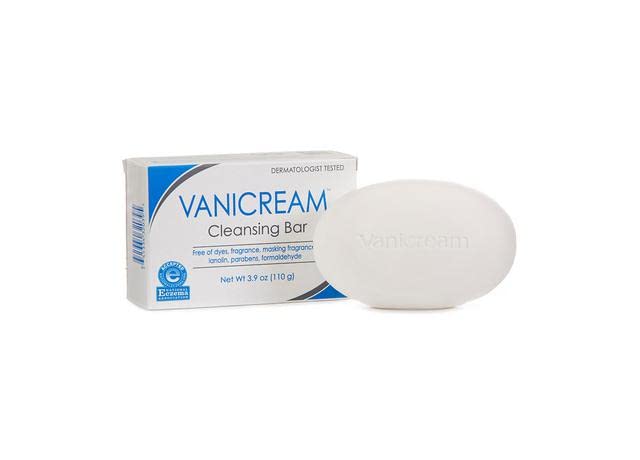 Vanicream cleansing bar unscented 2-pack back view, simple ingredient approach