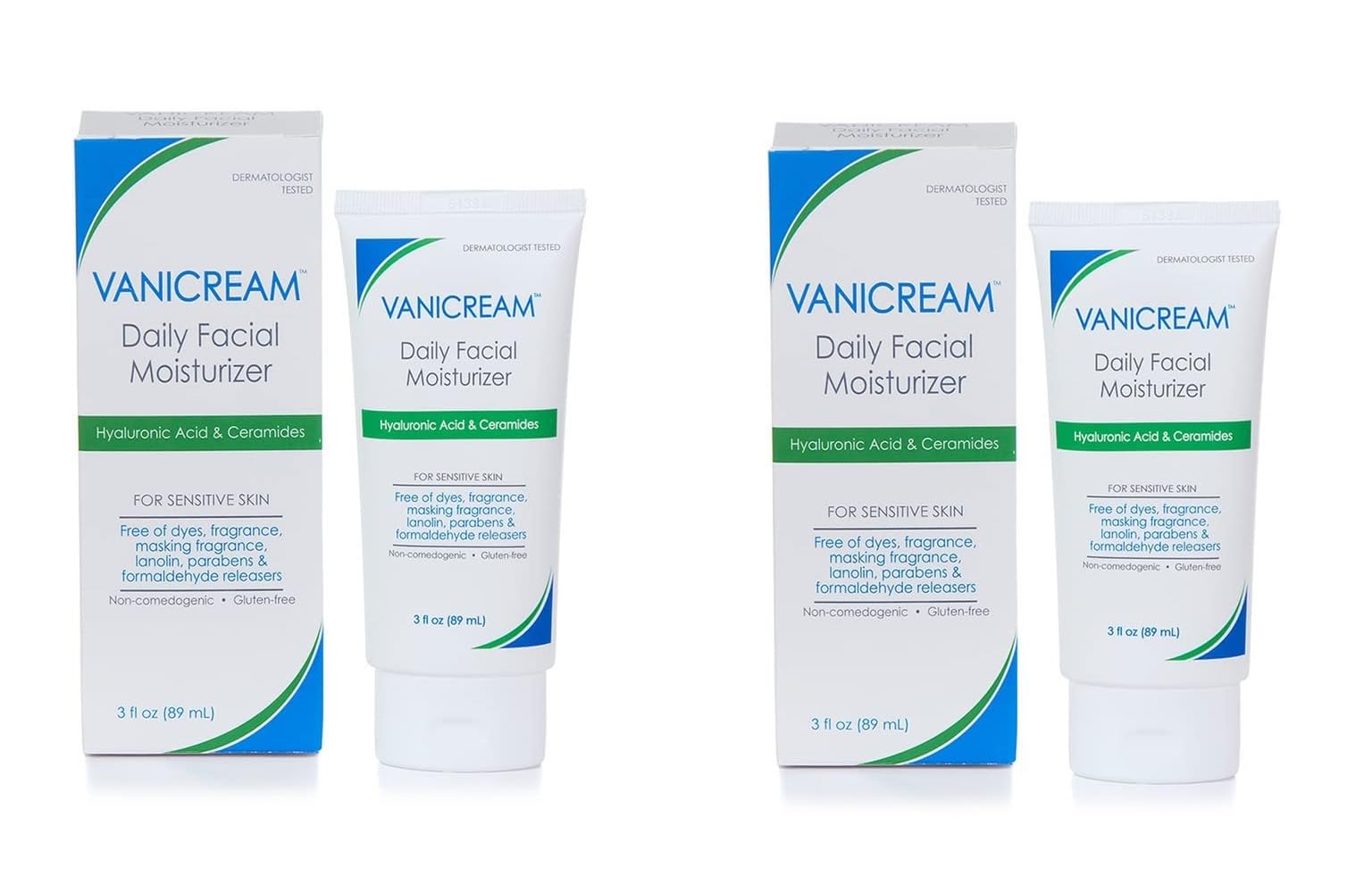 Vanicream daily facial moisturizer bottle shows fragrance-free hydration for sensitive skin.